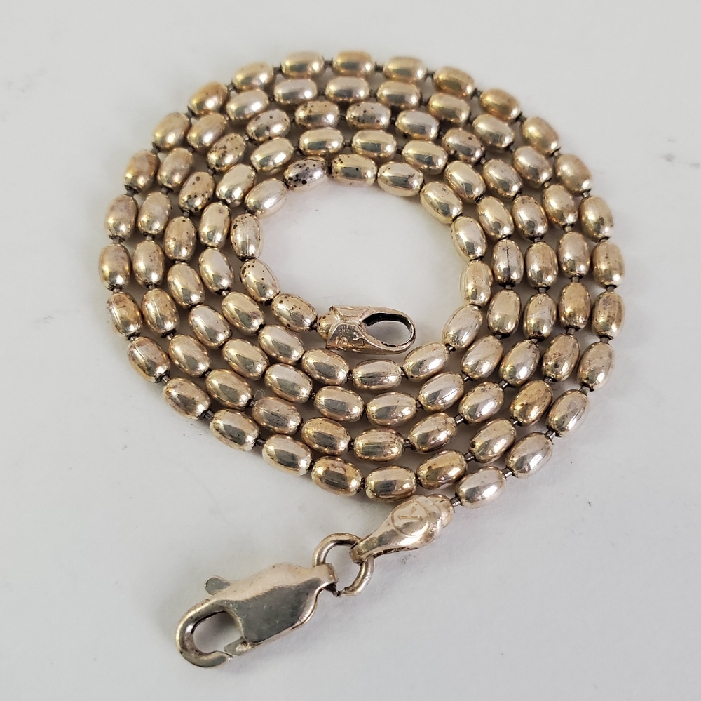 Sterling Silver 925 Bullet (Style) Bead Necklace - Picture 1 of 8